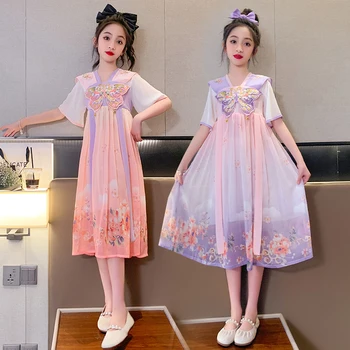 Традиционное платье для девочек-подростков в китайском стиле, платье Чонсам для вечеринки, свадебное платье принцессы, одежда для девочек от 4 до 14 лет